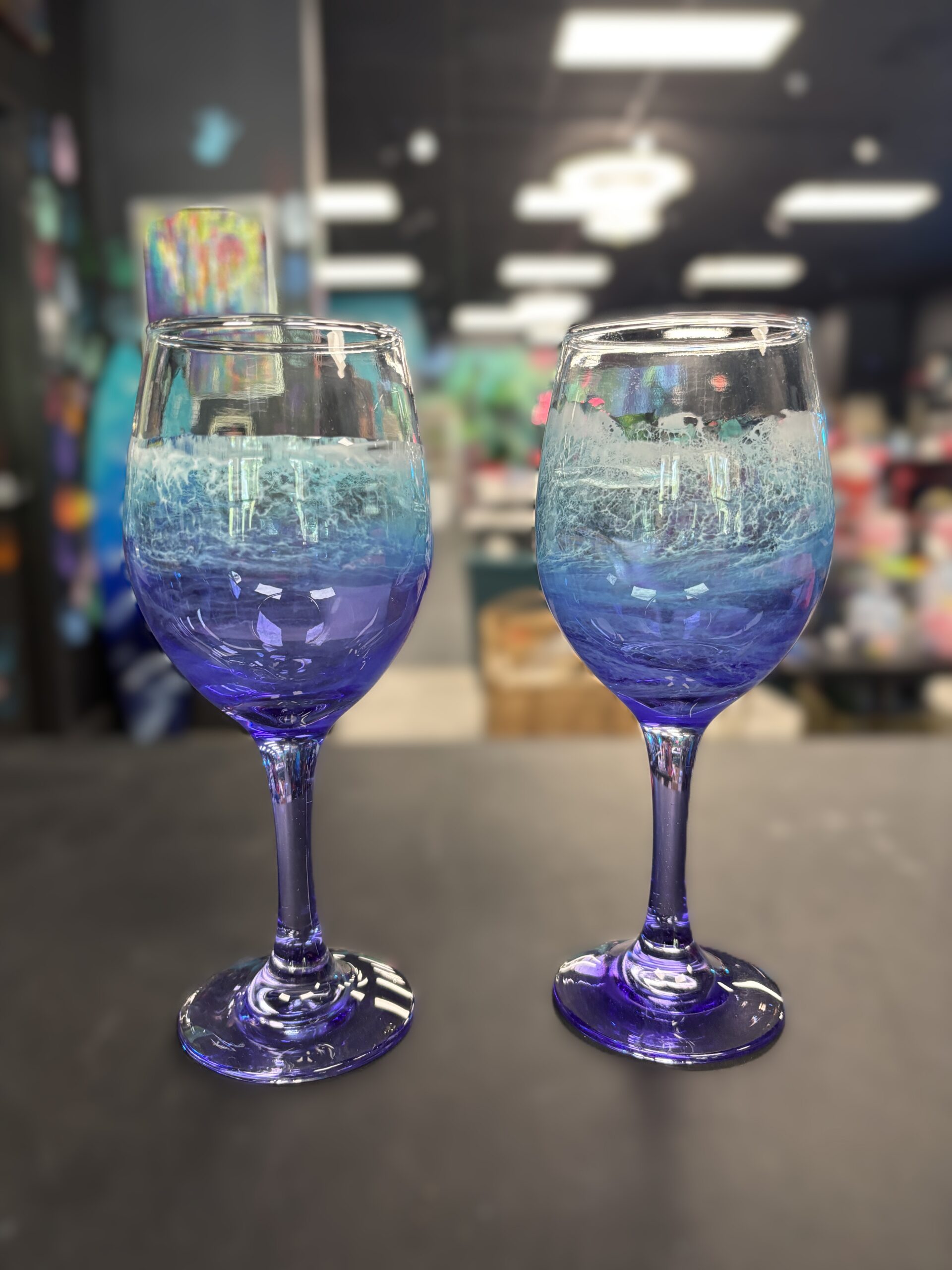 Ocean resin wine glasses