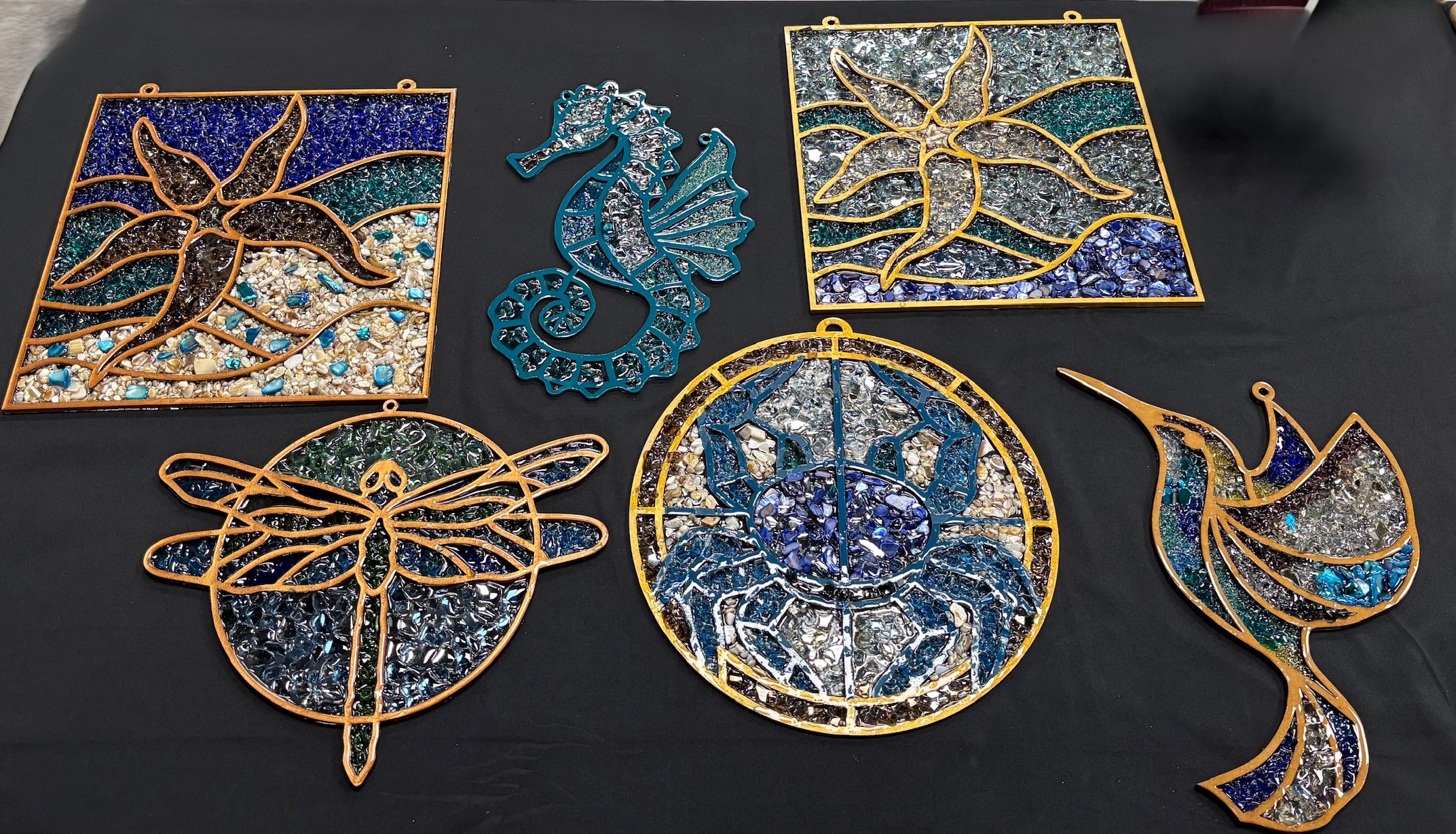 Resin and glass art finished piece Creative Escapes Art Cafe