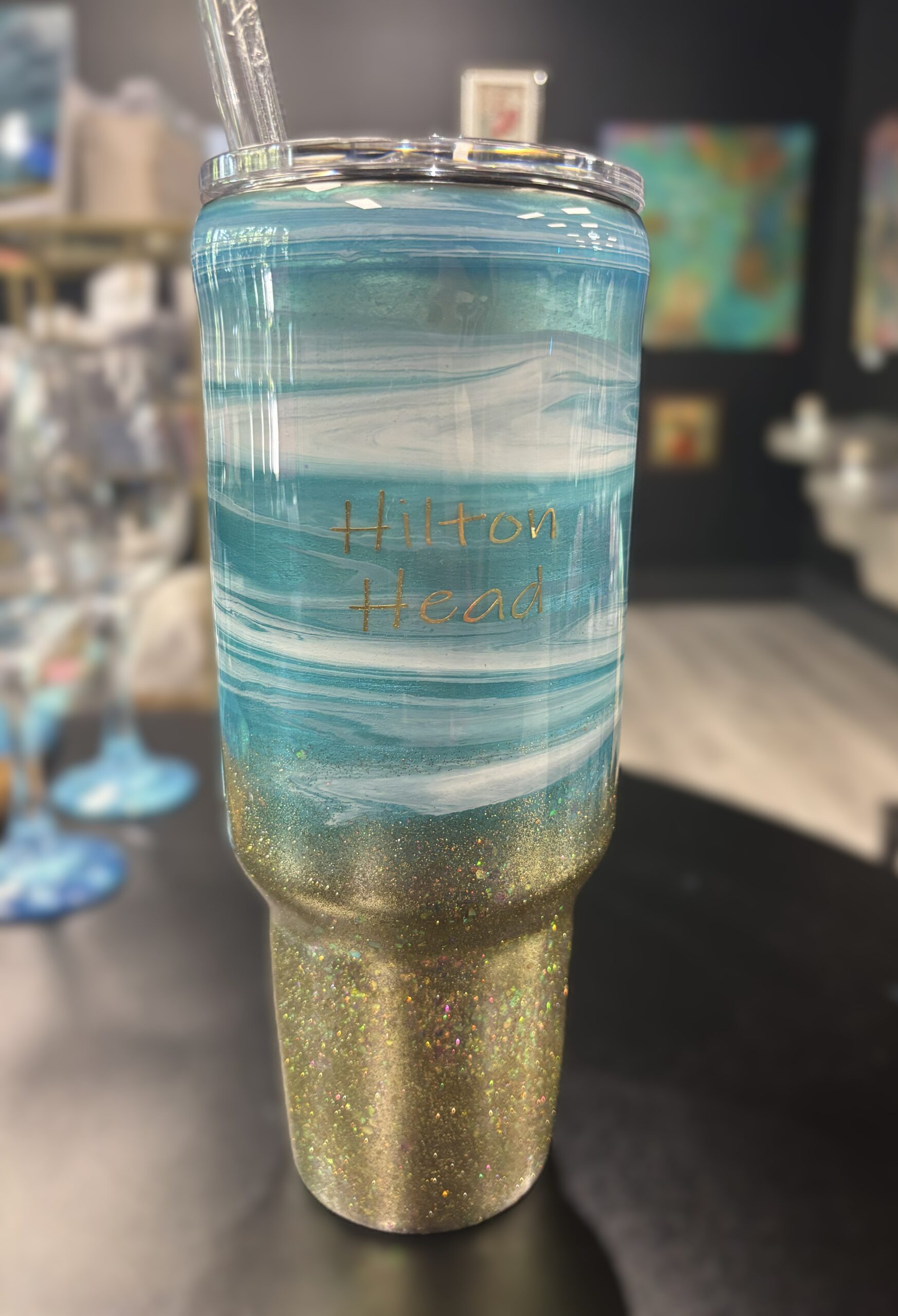 Resin tumbler art class Creative Escapes Art Cafe HHI